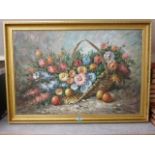 Still Life of Flowers, large oil on canvas signed W.