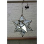 Glass star shaped light fitting H43cm (excluding length of chain)