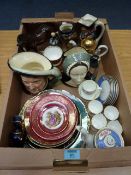 Limoges decorative ceramics, Royal Doulton Henry VIII and Anne Boleyn character jugs,