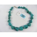 Turquoise bead necklace stamped 925