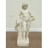 Statuary - 19th century Italian carved marble classical figure of Apollo with trumpet and laurel