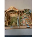 Collection of Pendelfin rabbits and display stands in two boxes
