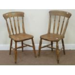 Pair Victorian elm farmhouse chairs