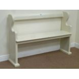 19th century white painted pitch pine pew,