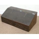 Early 18th century stained oak ecclesiastical box with original iron work,
