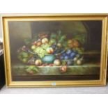 Still Life of Fruit, large oil on canvas signed M.