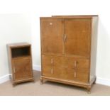 Early 20th century Art Deco walnut tallboy (W93cm x H125cm) and matching bedside cabinet