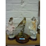 Two Giuseppe Armani figures (boxed) and a Sherratt and Simpson bird sculpture (3)