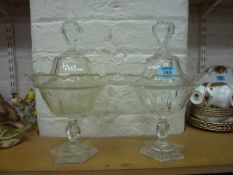 Pair 19th/20th century pedestal jars and covers H32cm