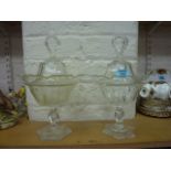 Pair 19th/20th century pedestal jars and covers H32cm