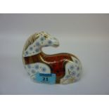 Royal Crown Derby Horse paperweight (boxed) Condition Report Excellent condition, gold stopper