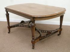 Victorian rosewood centre table with bone inlay and stringing,