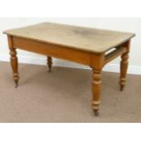 Victorian pine rectangular kitchen table,