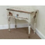 Victorian painted pine side table fitted with single drawer,