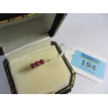 Ruby three stone gold ring hallmarked 9ct