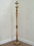 Painted and gilt four branch standard lamp with carved decoration,