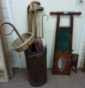 Stick/umbrella stand and contents,