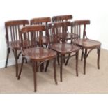 Matched set six mid 20th century vintage retro bentwood chairs