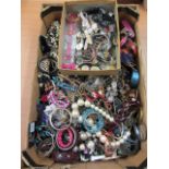 Large collection of costume jewellery and watches in one box