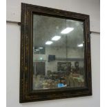 Black lacquer and chinoiserie bevel edge wall mirror 63cm x 52cm