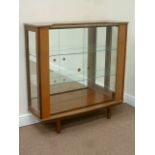 Mid 20th century vintage retro teak display cabinet fitted with sliding glass doors,