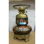 A Victorian ceramic body oil lamp,