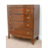19th century inlaid mahogany chest fitted with four long drawers, W107cm, H129cm,