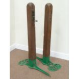 'The Grosvenor Lawn Tennis Poles', pair Edwardian cast iron and oak lawn tennis court posts,