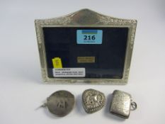 Photograph frame stamped 925, Victorian pill box,