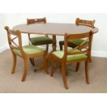 Reproduction yew wood drop leaf pedestal dining table (93cm x 64cm - 145cm (with leaves)),