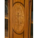 Edwardian inlaid walnut display cabinet, fitted with two glazed doors above three cupboards,