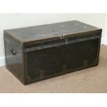 Early 20th century metal bound trunk with camphor wood lining,