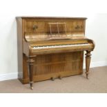 Victorian Collard & Collard rosewood cased upright piano fitted with brass sconces