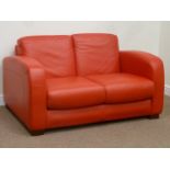 Italian two seat sofa in red leather,