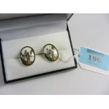 Pair of enamel angling cuff-links stamped 925