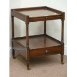 Early 20th century mahogany occasional table on brass castors fitted with single drawer and inset