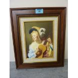 'Young Woman playing a Guitar' after Gerard Honthorst, oil on board signed by Jon Broughton ,