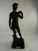 Bronze figure of David after Michelangelo H38cm