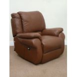 Pair La-z-boy reclining armchairs in brown leather