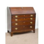 Georgian inlaid mahogany fall front bureau above four graduating drawers with fitted interior,