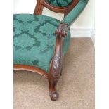 Victorian style mahogany framed serpentine cameo sofa,