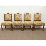 Set four late 19th century French walnut armchairs,