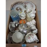 Paragon Victoriana Rose tea set, Meissen plate, Wedgwood Jasperware jug,