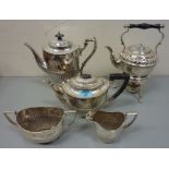 Early 20th century four piece silver plated tea and coffee set and an Edwardian silver plated gypsy