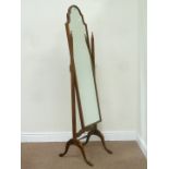 Mid 20th century reproduction mahogany Cheval dressing mirror,