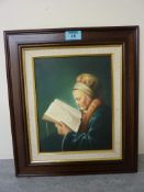 'Old Woman Reading' after Gerard Dou, oil on board by Jon Broughton ,