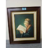'Old Woman Reading' after Gerard Dou, oil on board by Jon Broughton ,