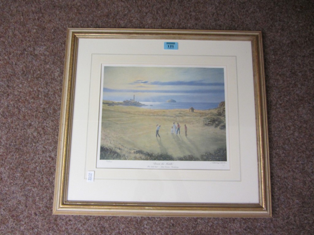 'Down the Middle' limited edition golfing print and another golfing scene after Roy Perry (2)