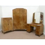 Early 20th century walnut three piece bedroom suite comprising  - twin pedestal dressing table