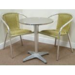 Circular stainless bistro table and two chairs, D60cm,